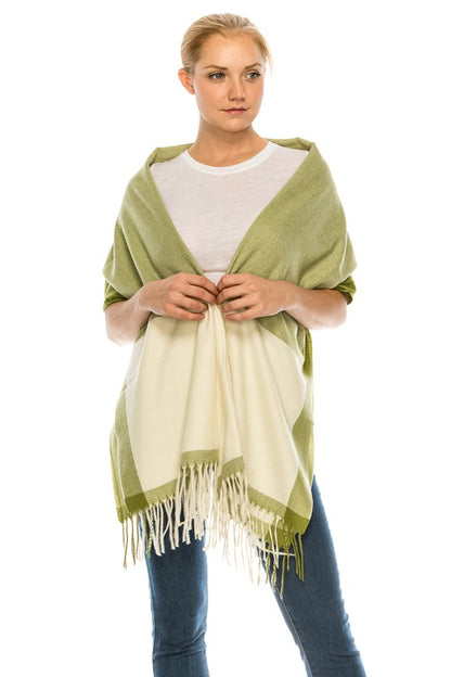 Two Tone Cashmere Feel Block Pattern Scarves SCF6560 (12PC)
