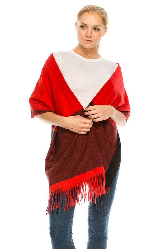 Two Tone Cashmere Feel Block Pattern Scarves SCF6560 (12PC)