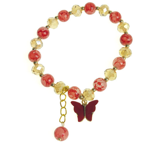 Natural Stone Butterfly Charm Bracelet BR1128-2 (12PC)