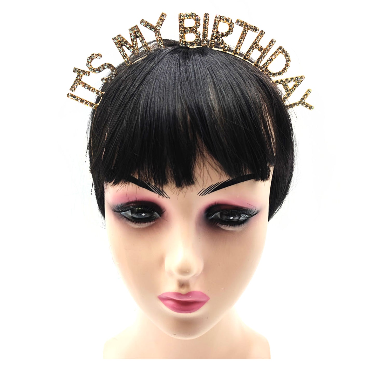 Iron Alloy Rhinestone It's My Birthday Head Band HB091 (12pc)