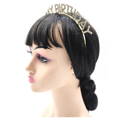 Iron Alloy Rhinestone It's My Birthday Head Band HB091 (12pc)