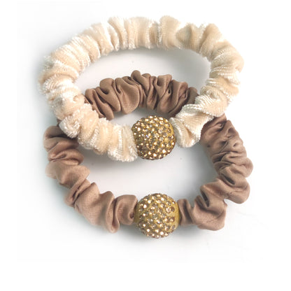 RHINESTONE BALL SCRUNCHIES BR31208-1 (12PC)
