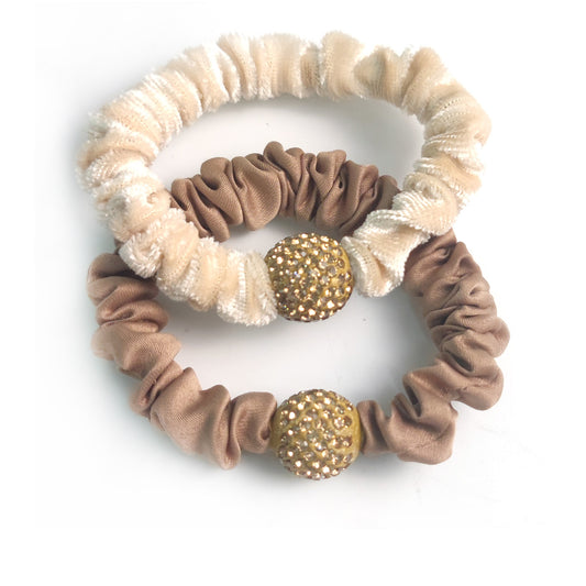 RHINESTONE BALL SCRUNCHIES BR31208-1 (12PC)