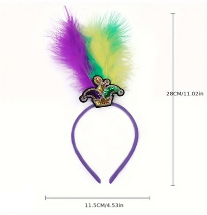 Mardi Gras Party Sequin Feather Headband SS51109-12(12PC)
