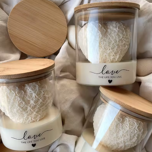 Rose Flower Heart Clusters Aesthetic Scented Candle SS51016-5 (3pc )