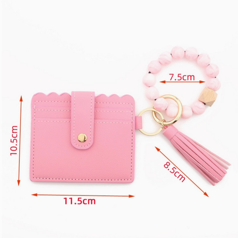 Silicone Bracelet with Multi Color Leather Wallet Tassel JB6126-22 12PC)