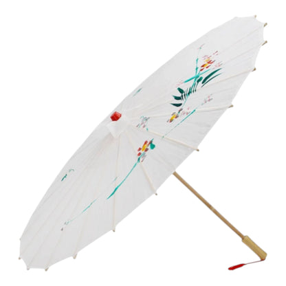 White Traditional Floral Sunshade Oilpaper Umbrella UM007 (12PC)