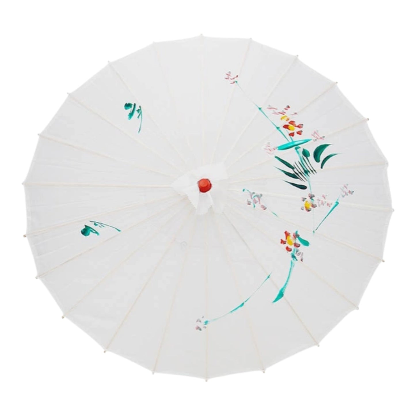 White Traditional Floral Sunshade Oilpaper Umbrella UM007 (12PC)