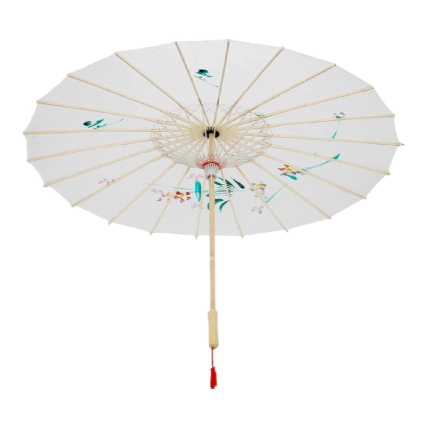 White Traditional Floral Sunshade Oilpaper Umbrella UM007 (12PC)