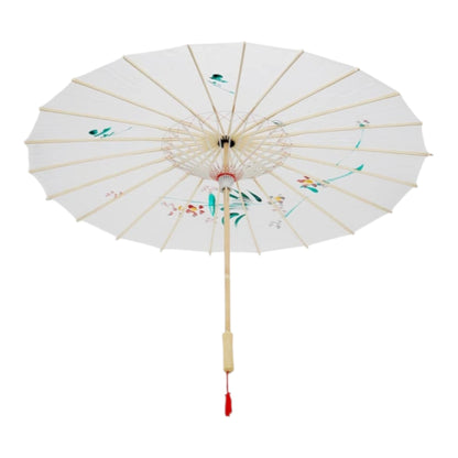 White Traditional Floral Sunshade Oilpaper Umbrella UM007 (12PC)