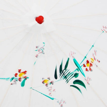 White Traditional Floral Sunshade Oilpaper Umbrella UM007 (12PC)