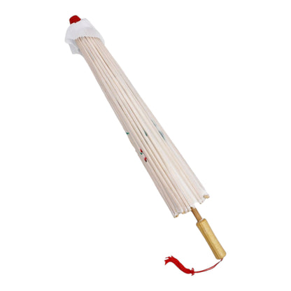 White Traditional Floral Sunshade Oilpaper Umbrella UM007 (12PC)
