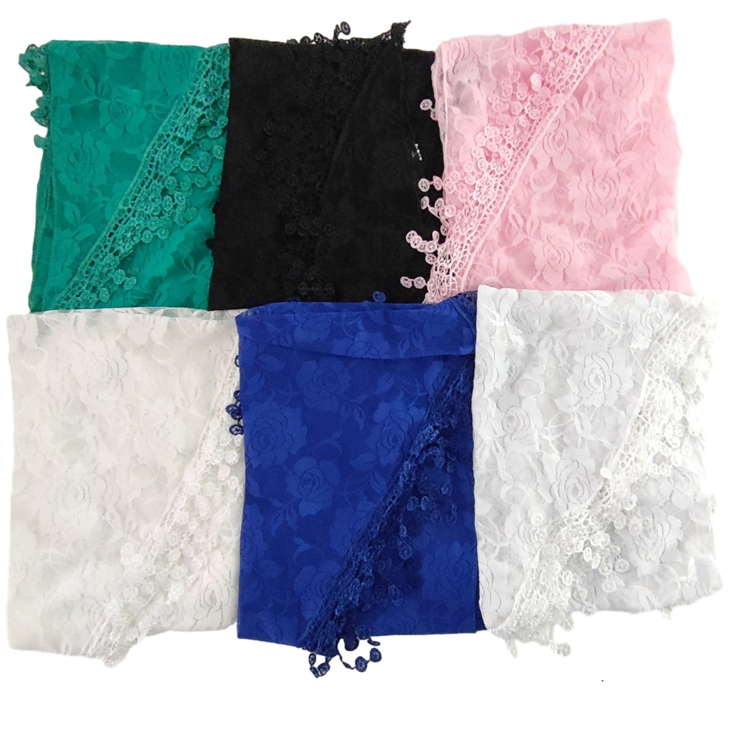 Rose Pattern Lace Scarves SS629 (12pcs)