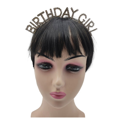 IRON ALLOY RHINESTONE BIRTHDAY GIRL HEADBAND TI3117-4(12PC)