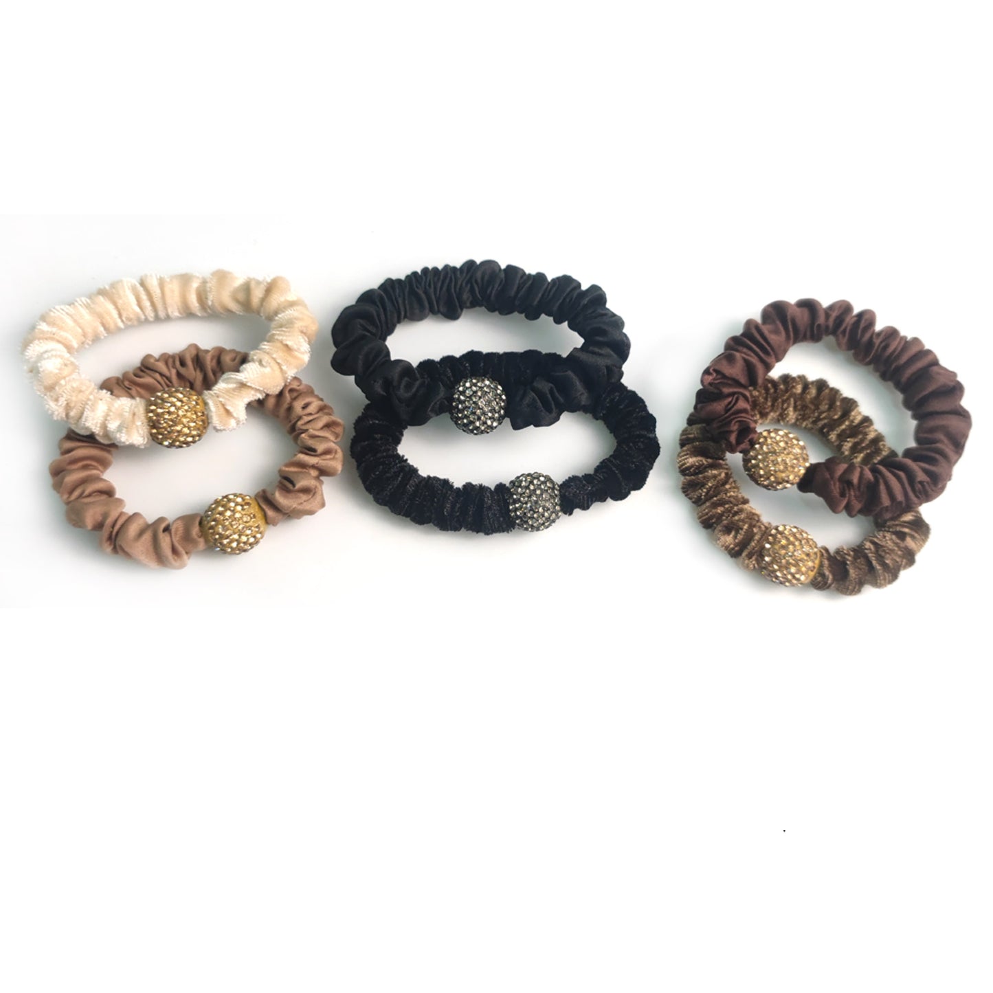RHINESTONE BALL SCRUNCHIES BR31208-1 (12PC)