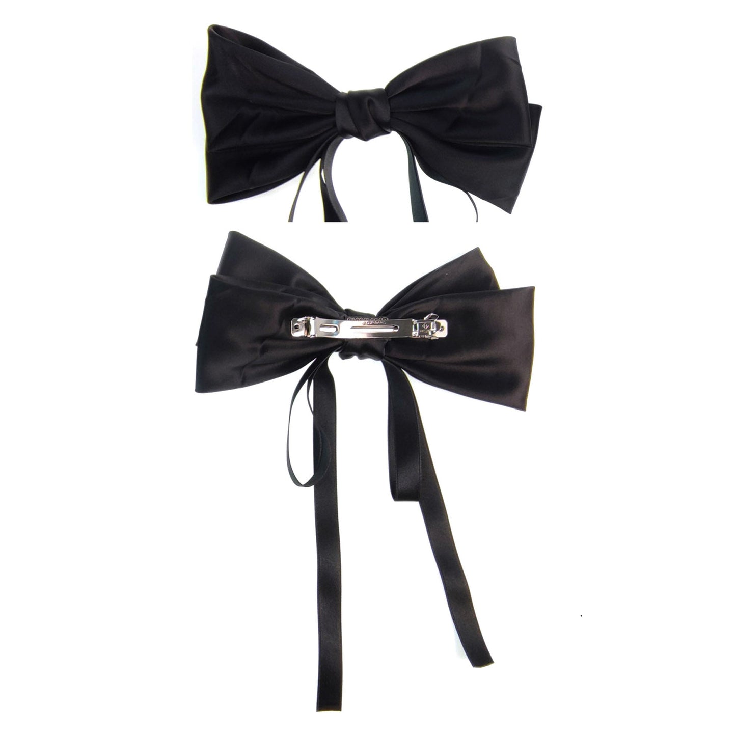 8 INCHES SATIN PLAIN BOW CLIP HC4112-13 AND 14(12PC)