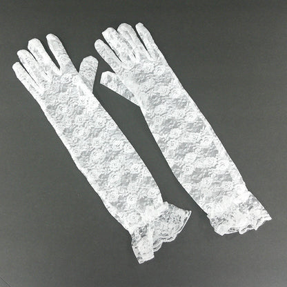 Flower Lace Long Gloves FG388-8BL (6pc)