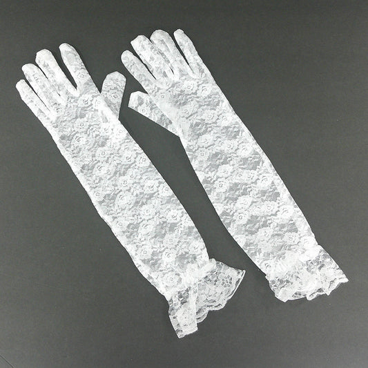 Flower Lace Long Gloves FG388-8BL (6pc)