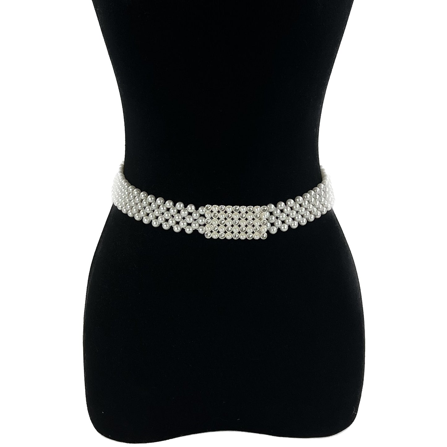 Pearl N Rhinestone Rectangle Buckle Belt BT0506-9 (3PC)