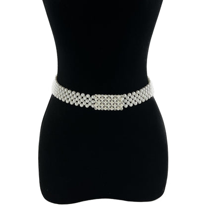 Pearl N Rhinestone Rectangle Buckle Belt BT0506-9 (3PC)