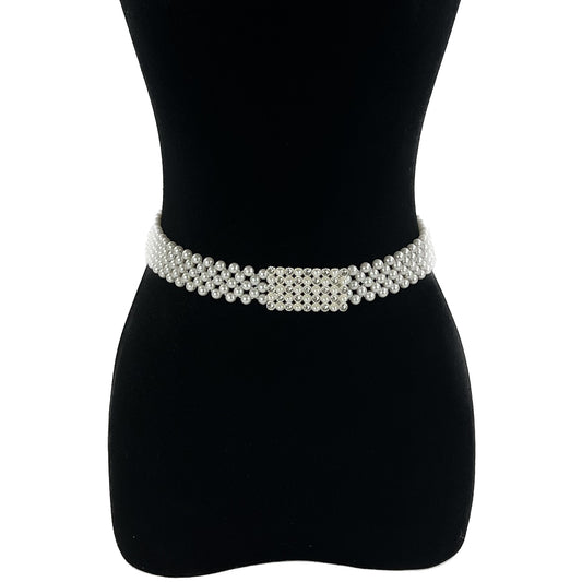 Pearl N Rhinestone Rectangle Buckle Belt BT0506-9 (3PC)