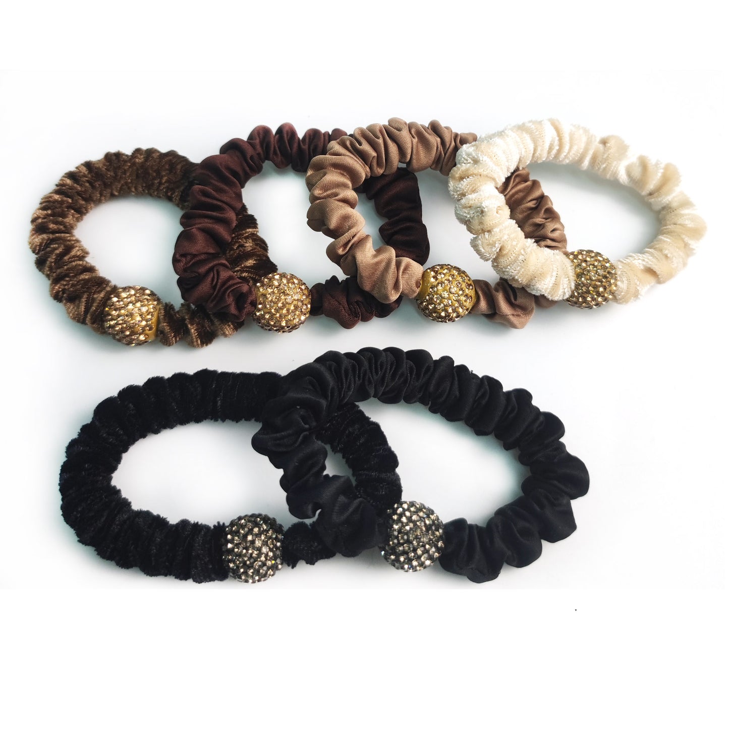 RHINESTONE BALL SCRUNCHIES BR31208-1 (12PC)