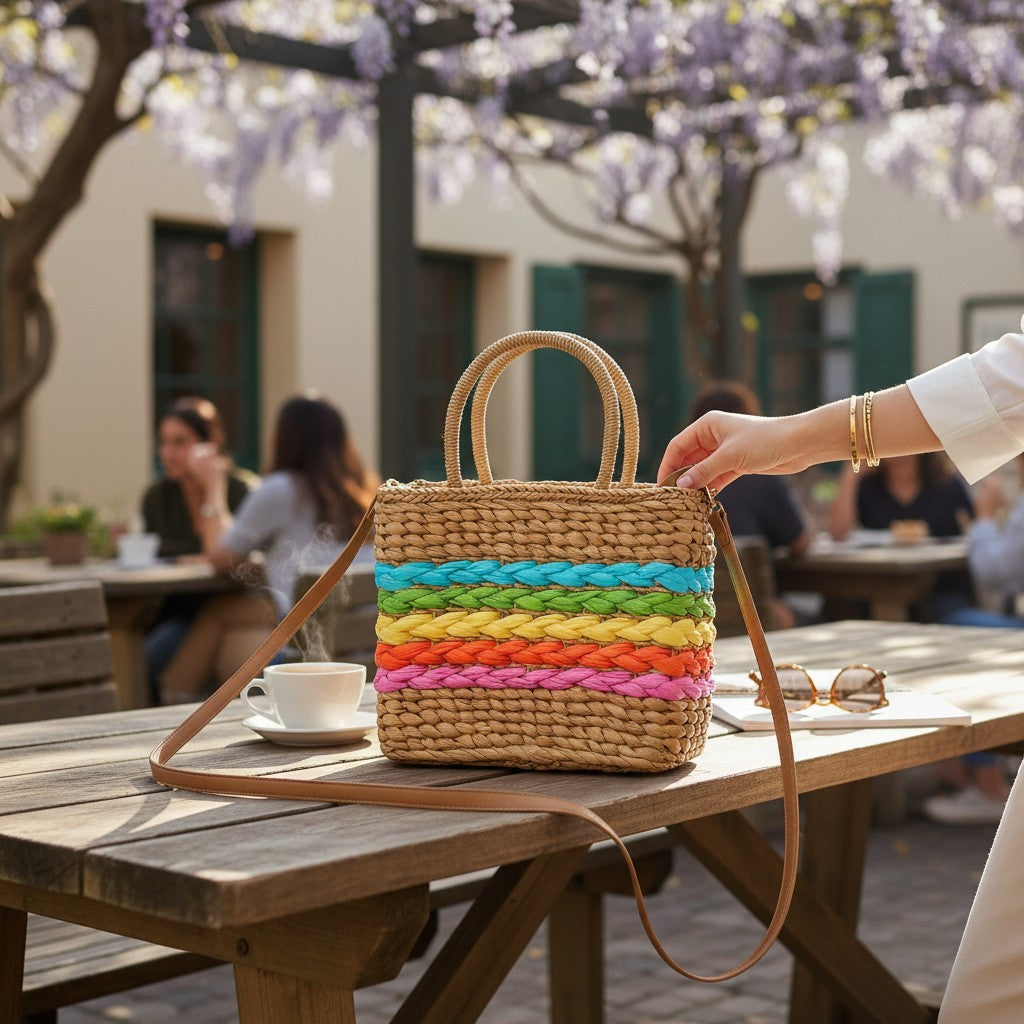 Rattan Beach Tote Shoulder Bag BG4225-1.... (2pc)