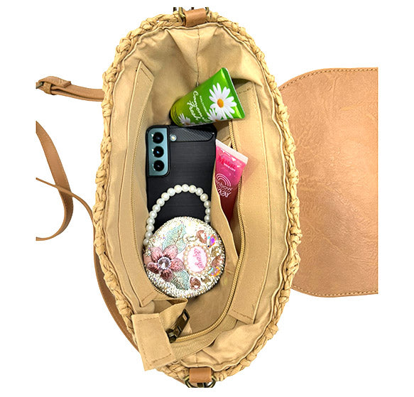 Rattan Beach Shoulder Crossbody Bag BG4225-8. (1pc)