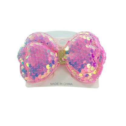 Kids Sequin Bow Hair Clip BH4229MIX (12PC)
