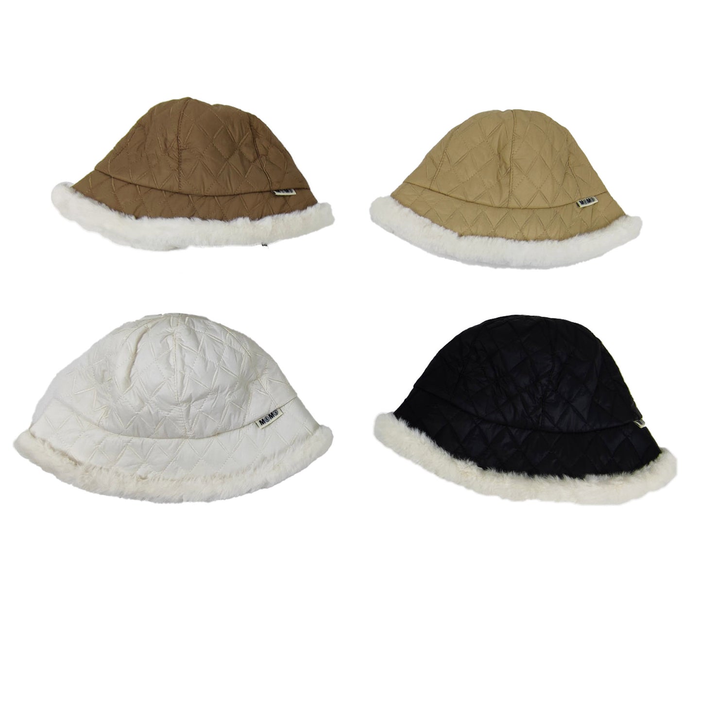 Women's Fur Quilted Bucket Hat HT3104-6 (4PC)