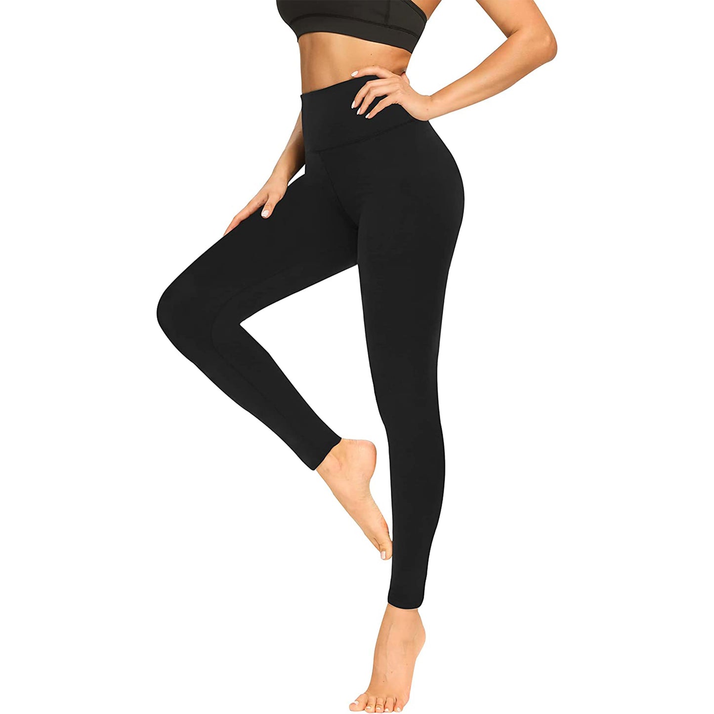 Elasticized Waistband Black Leggings LGR1 (6PC)