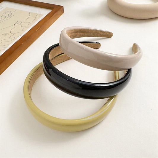 Pu Leather Plain Solid Color Headband HB1207-12 (12PC)