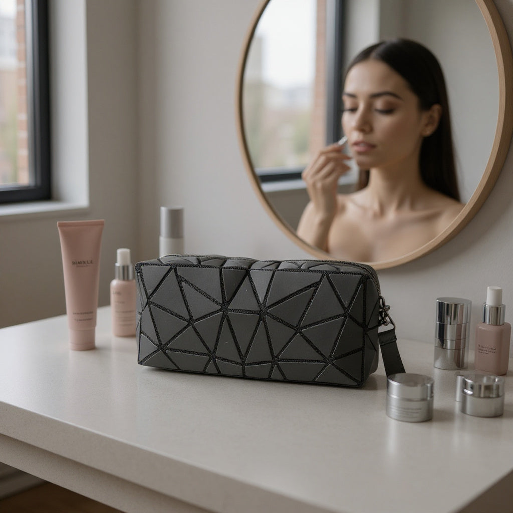 Geometric Triangle Pattern Makeup Pouch JB5526-14 (12PC)