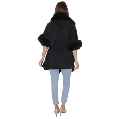 FAUX FUR HOODIE SHAWL P3802 (3PC)