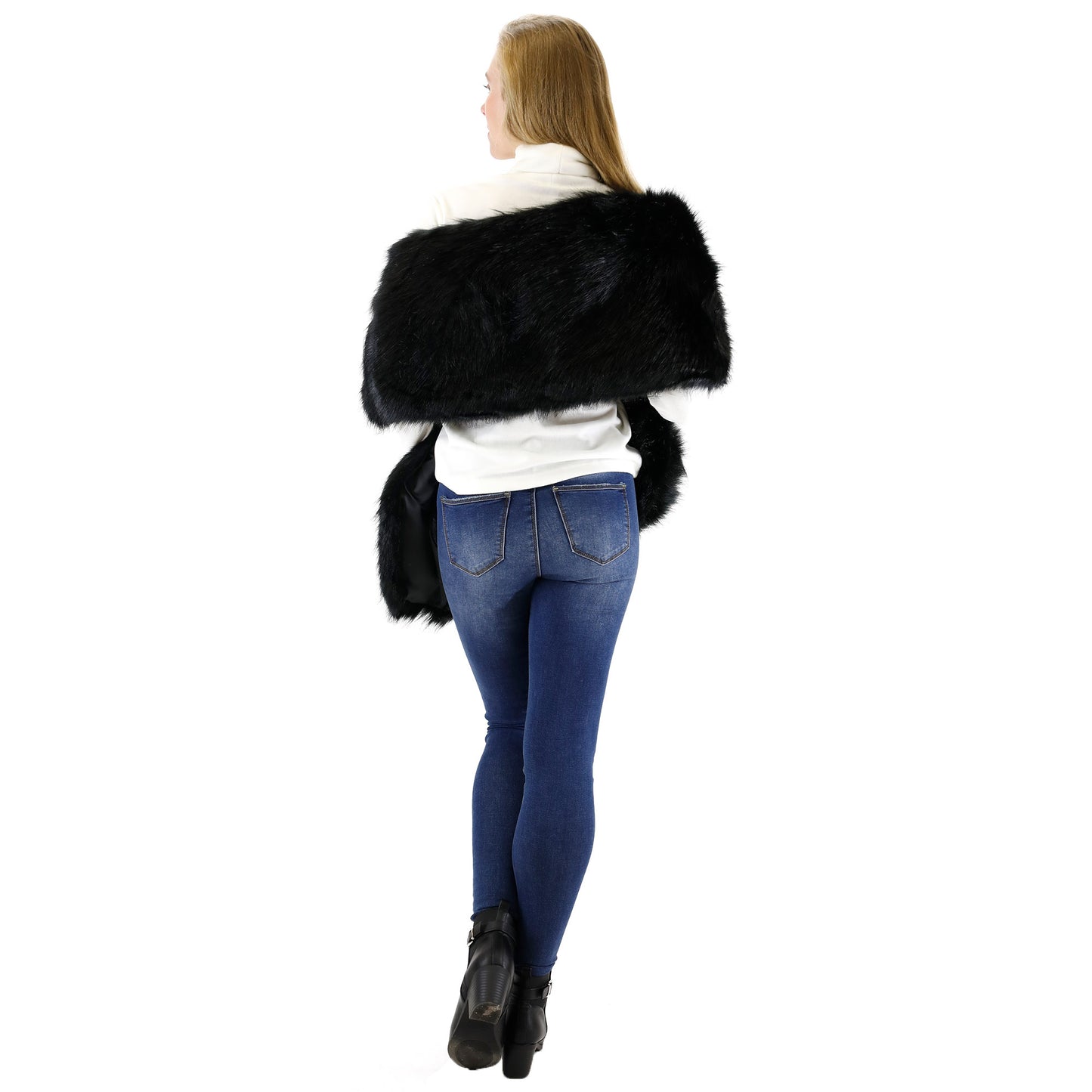 FAUX FUR SHAWL WIDE P373 (3PC)