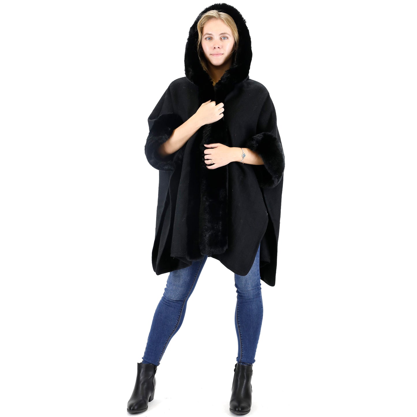 FUR HOODIE SHAWL P183 (3PC)