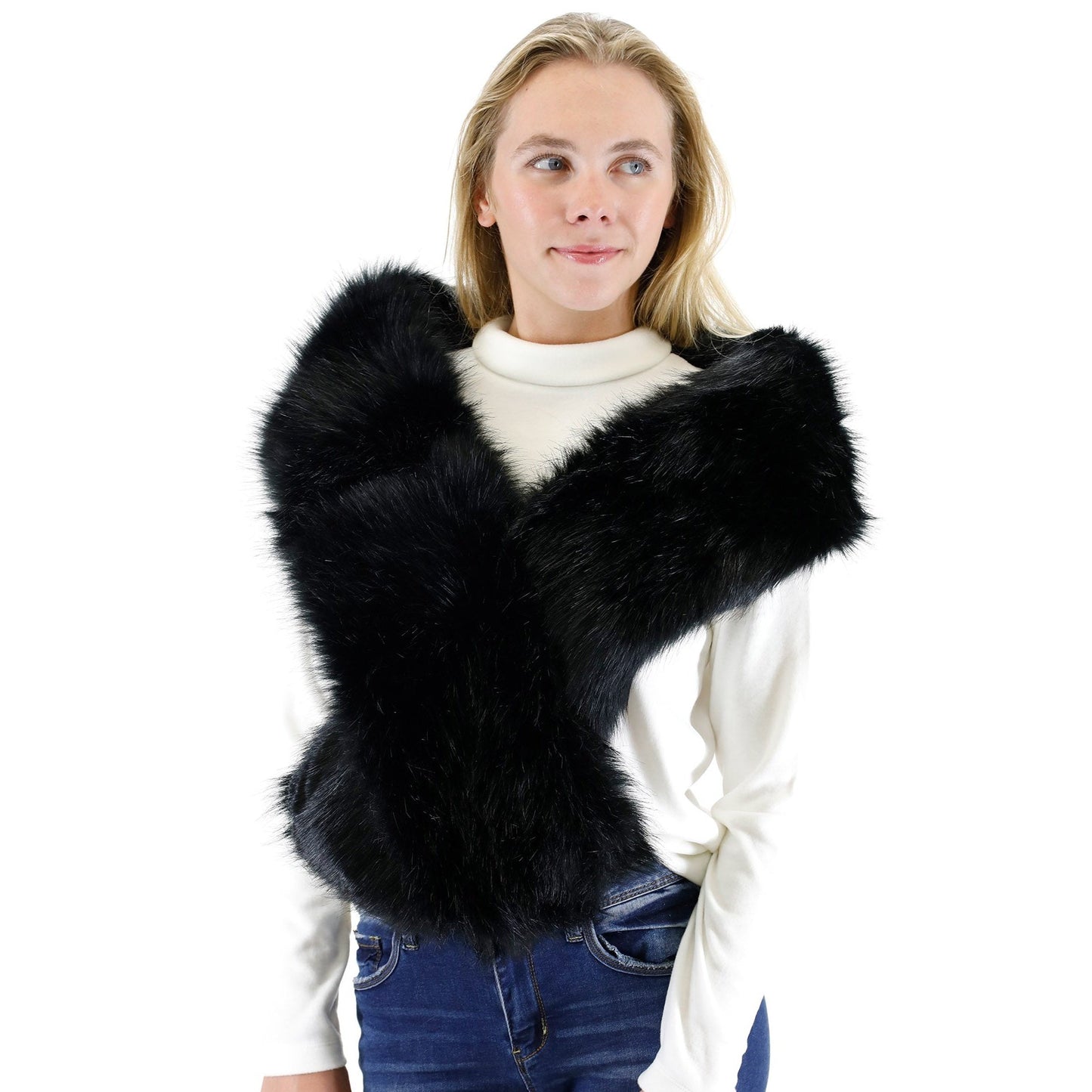 FAUX FUR SHAWL NARROW P7240 (3PC)