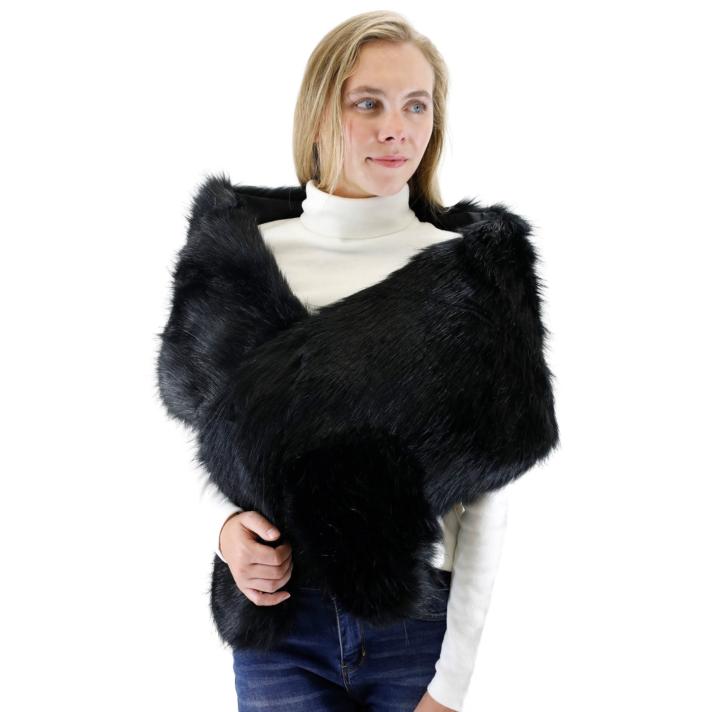 FAUX FUR SHAWL WIDE P373 (3PC)