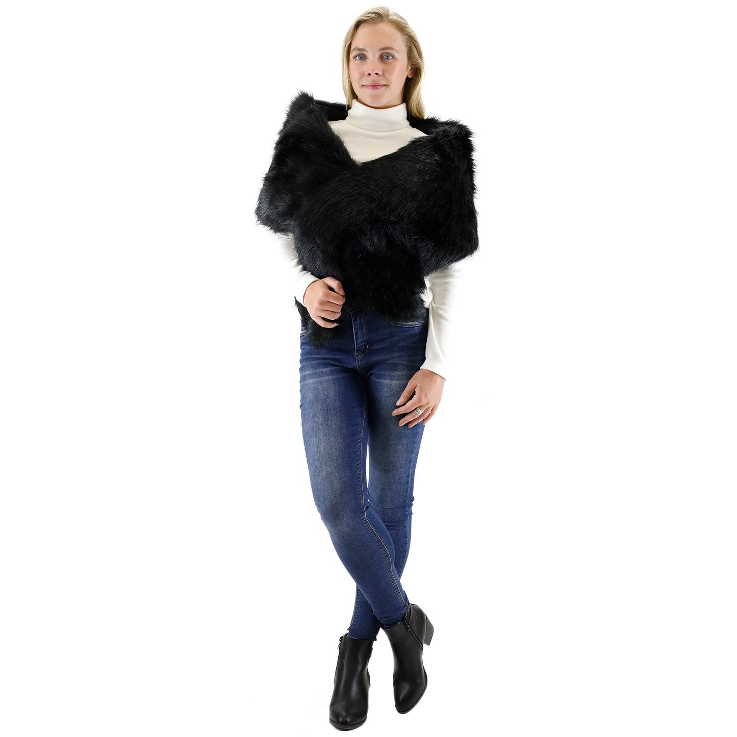 FAUX FUR SHAWL WIDE P373 (3PC)
