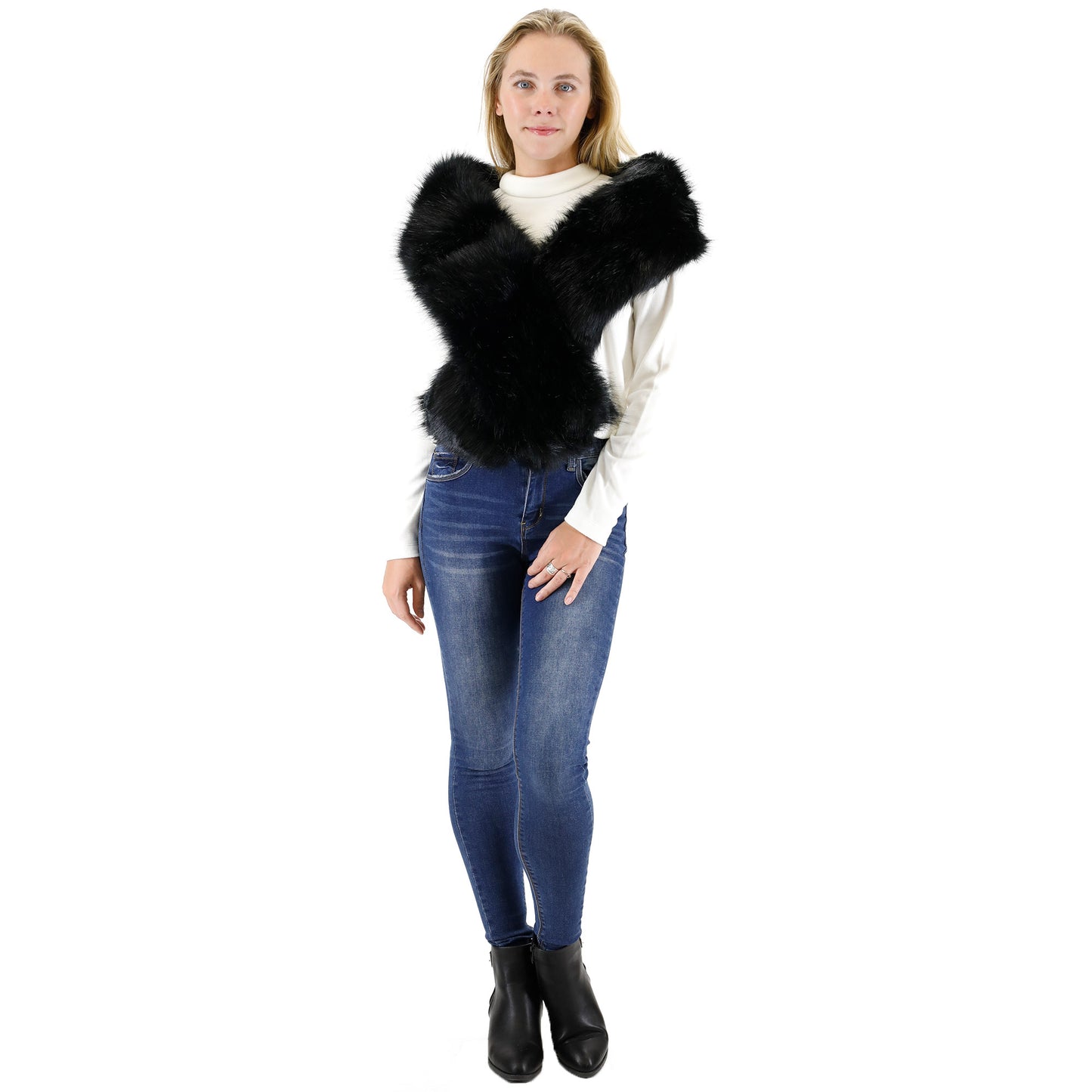 FAUX FUR SHAWL NARROW P7240 (3PC)
