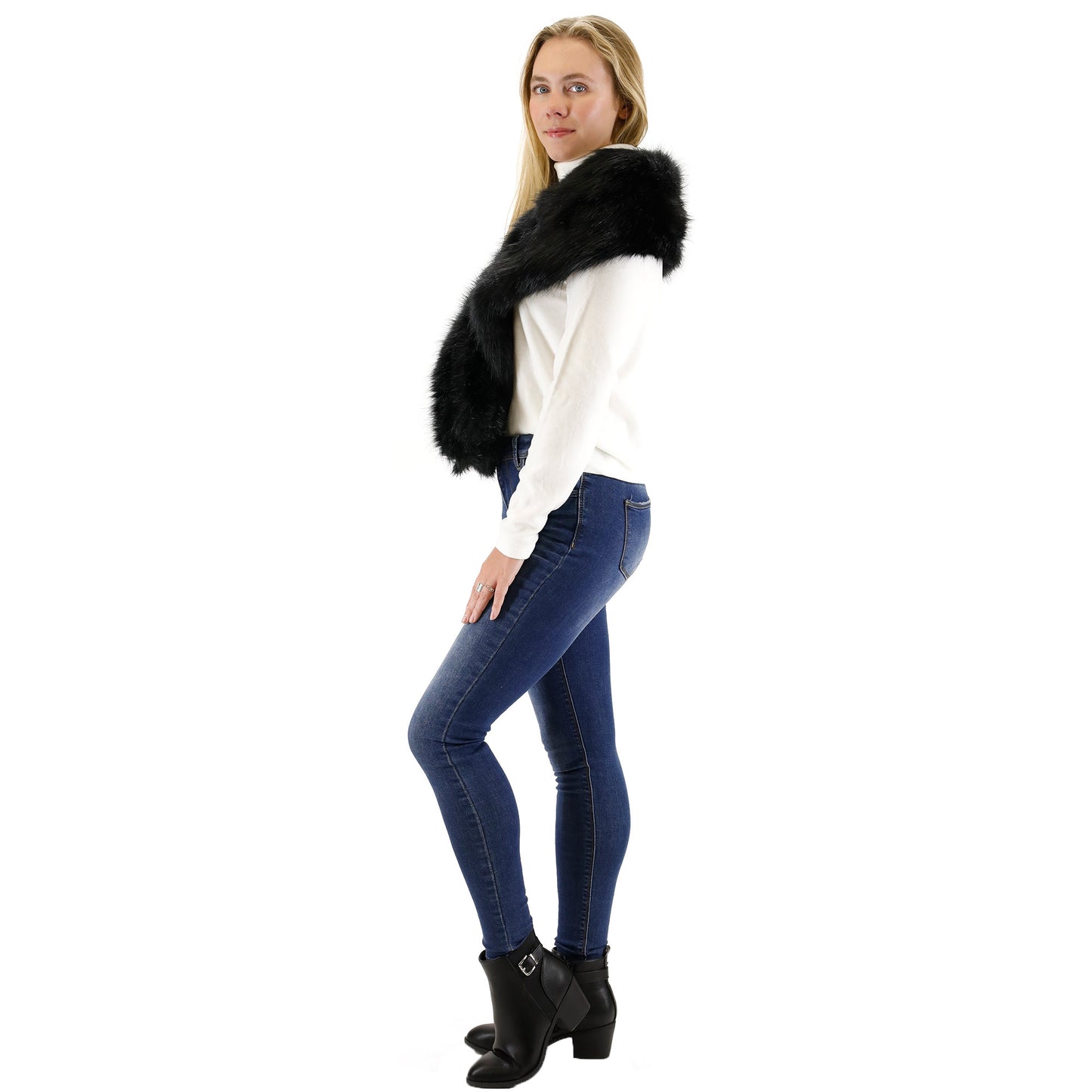 FAUX FUR SHAWL NARROW P7240 (3PC)