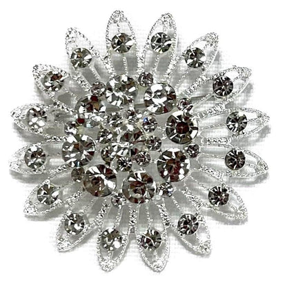 Rhinestone Flower Brooch BC0427-11 (12PC)