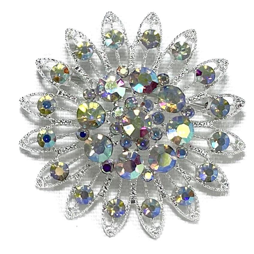 Rhinestone Flower Brooch BC0427-11 (12PC)