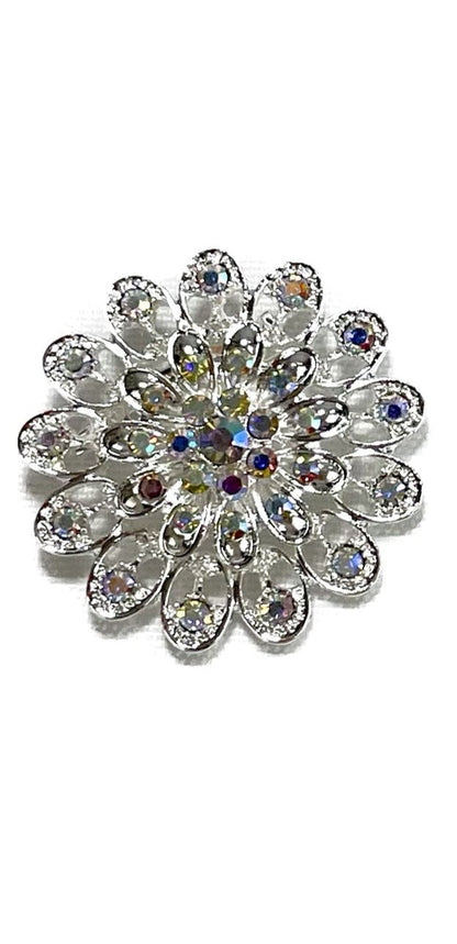 Rhinestone Flower Brooch BC0427-10 (12PC)