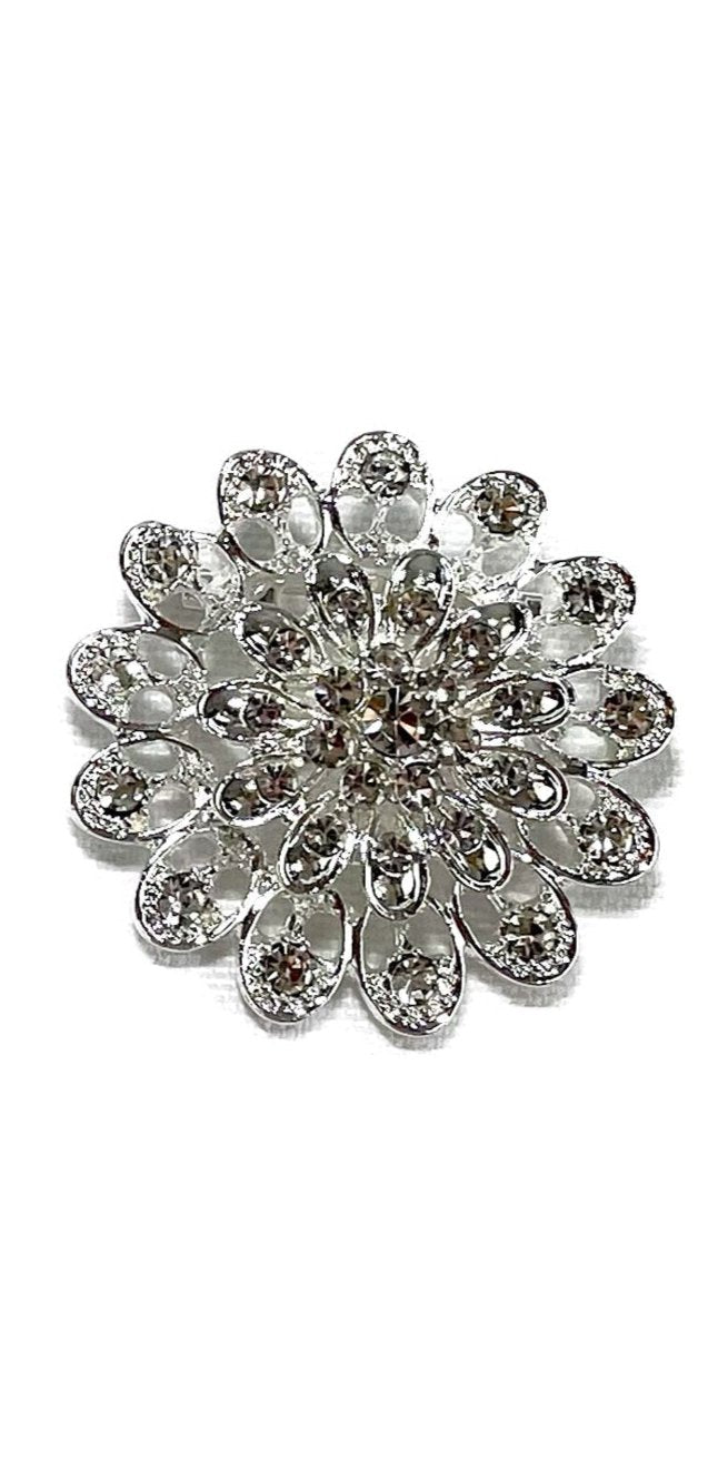 Rhinestone Flower Brooch BC0427-10 (12PC)