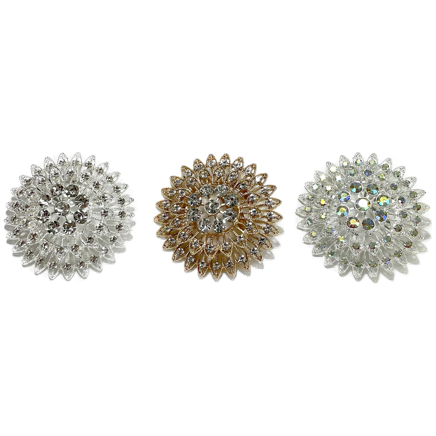 Rhinestone Flower Brooch BC0427-7 (12PC)
