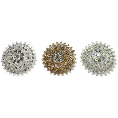 Rhinestone Flower Brooch BC0427-7 (12PC)