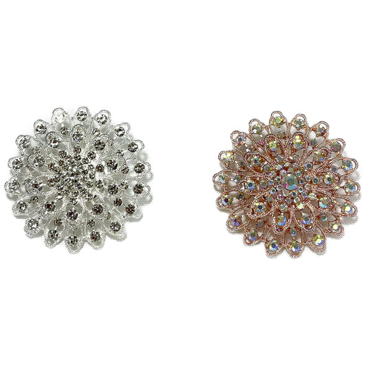 Rhinestone Flower Brooch BC0427-8 (12PC)