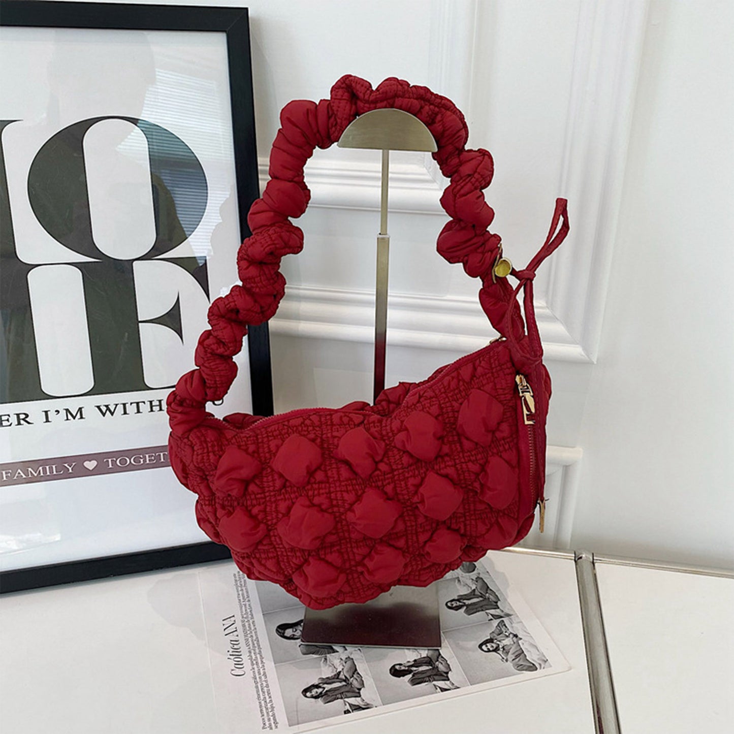 Puffer Quilted Crescent Crossbody Bag BG0972 (1PC)