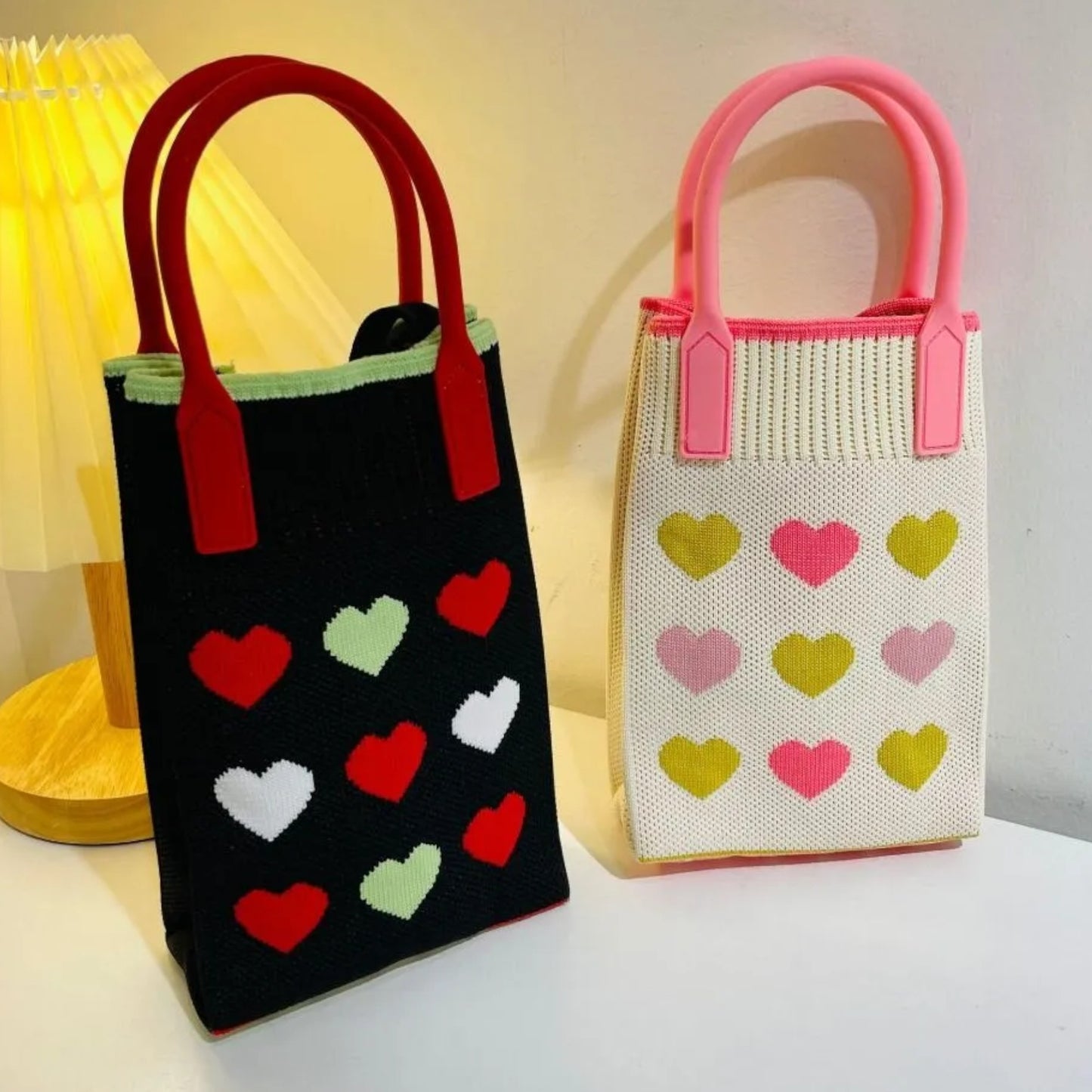 Heart Pattern Knitted Phone Crossbody Bag BG315-2 (12PC)